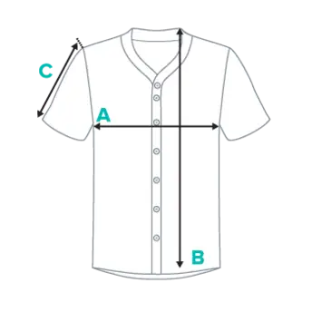 Diagram showing where each garment measurement is taken
