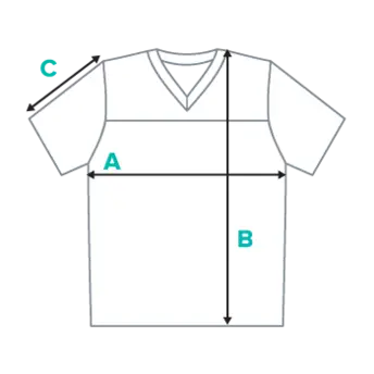 Diagram showing where each garment measurement is taken